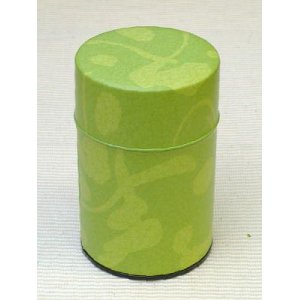 画像1: 茶筒 お茶を入れる缶 印刷缶 100g「春夏秋冬」緑 茶缶