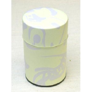 画像1: 茶筒 お茶を入れる缶 印刷缶 100g「春夏秋冬」クリーム色 茶缶