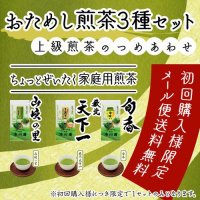 静岡茶 「おためし煎茶3種セット」上級煎茶の詰め合わせ  メール便 送料無料 代引不可 緑茶