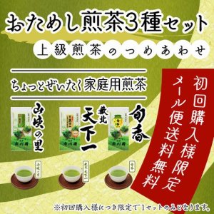 画像1: 静岡茶 「おためし煎茶3種セット」上級煎茶の詰め合わせ  メール便 送料無料 代引不可 緑茶