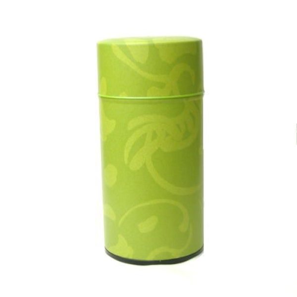 画像1: 茶筒 お茶を入れる缶 印刷缶 200g「春夏秋冬」緑色 茶缶 (1)